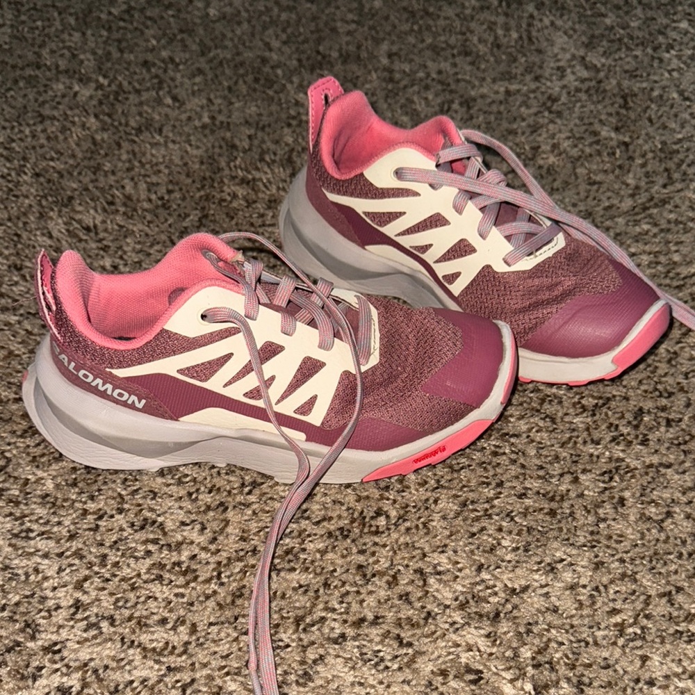 Salomon Kids Pink Athletic Shoes with Cushioned Sole and Mesh Upper